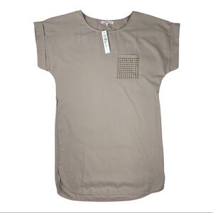 Ciel Tan Tunic Top with Studded Pocket Size Small